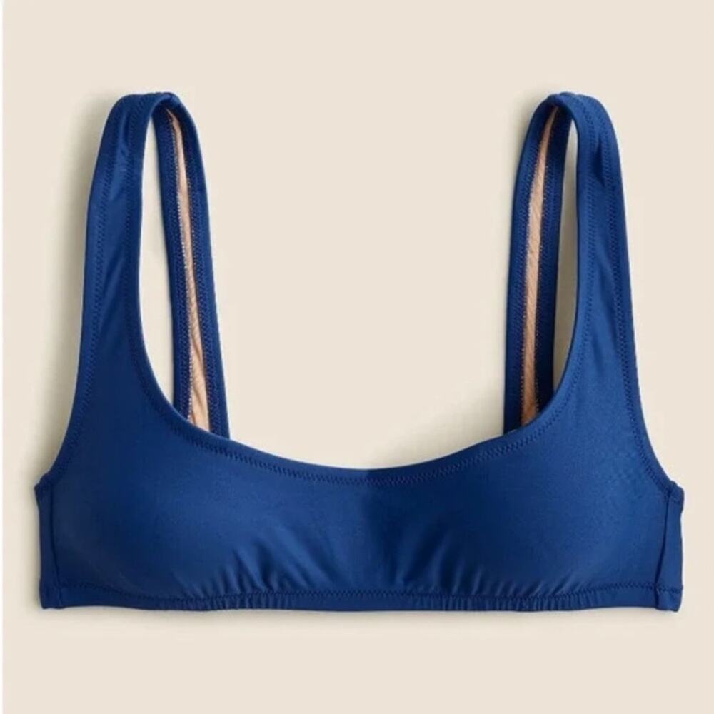 J Crew NWT Heritage Scoop Neck Bikini Top Blue Sizes S, M, L & XXL